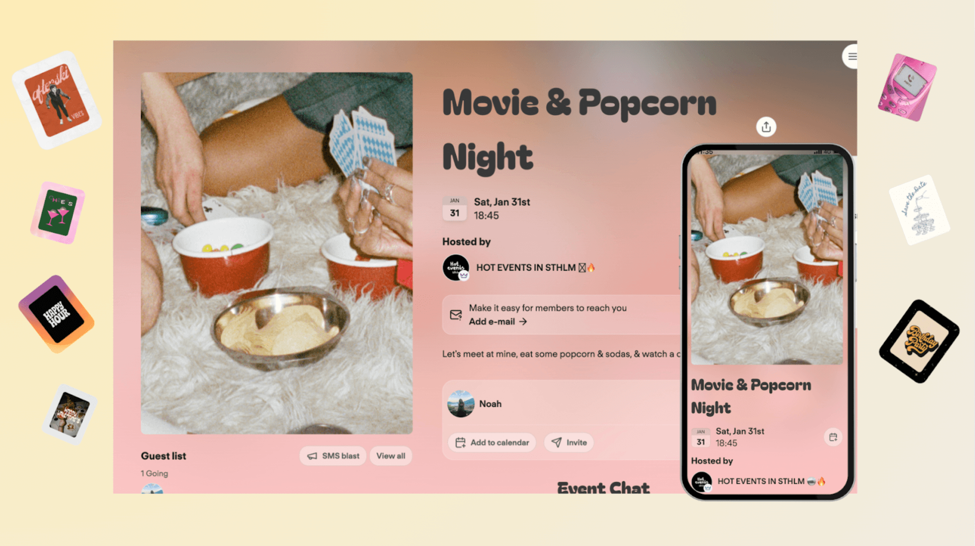 RSVP example on mobile