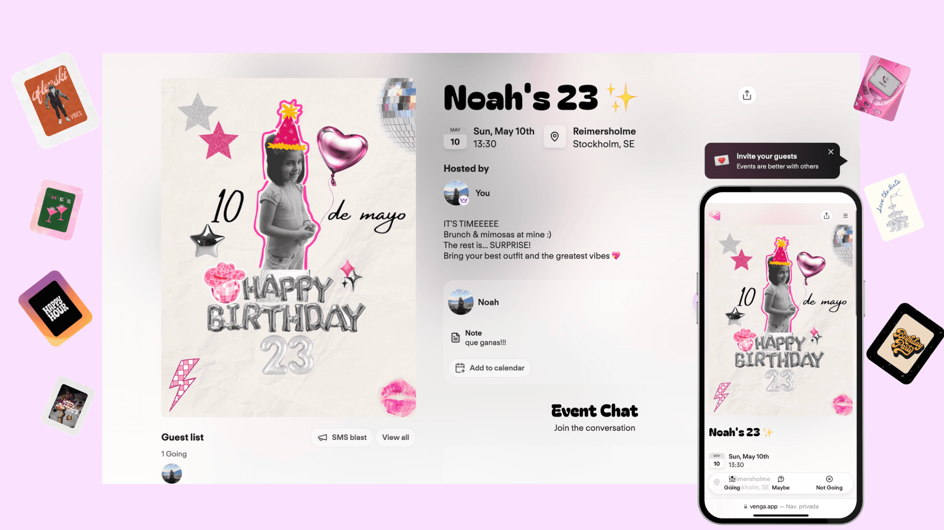 Venga birthday invitation