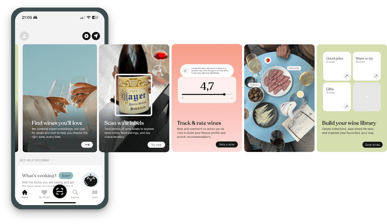 Swirl app showing wine details and flavour profiles
