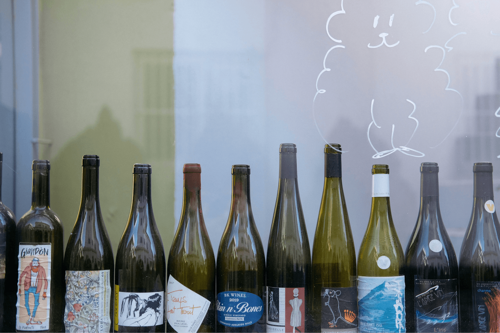 Wine tasting setup with bottles and glasses